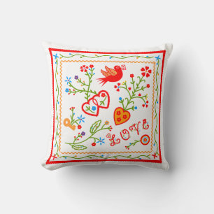 Portuguese folk lovers handkerchiefs pattern cushion