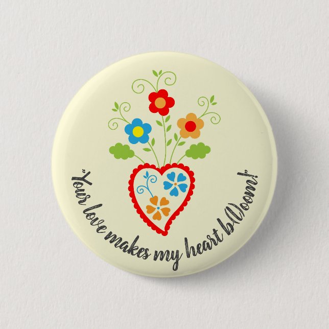 Portuguese folk romantic heart   6 cm round badge (Front)