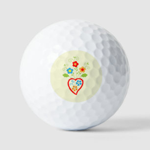 Portuguese folk romantic heart golf balls