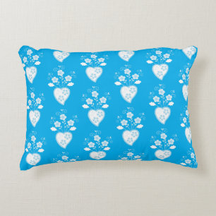 Portuguese folk romantic heart in blossom pattern decorative cushion