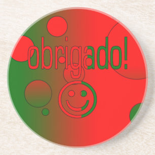 Portuguese Gifts Thank You Obrigado Face Coaster