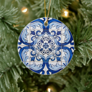 Portuguese Glazed Tiles Ceramic Tree Decoration