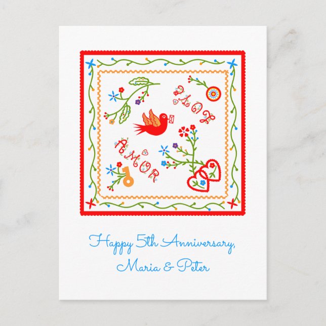 Portuguese  handkerchiefs wedding anniversary postcard (Front)