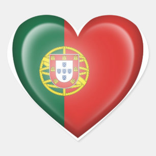 Portuguese Heart Flag on White Heart Sticker