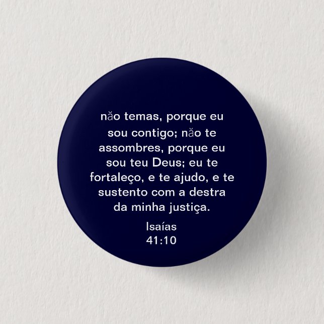 Portuguese Isaiah 41:10 3 Cm Round Badge (Front)