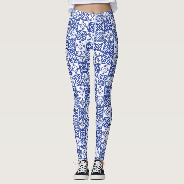 Portuguese leggings azulejo tiles Lisbon style (Front)
