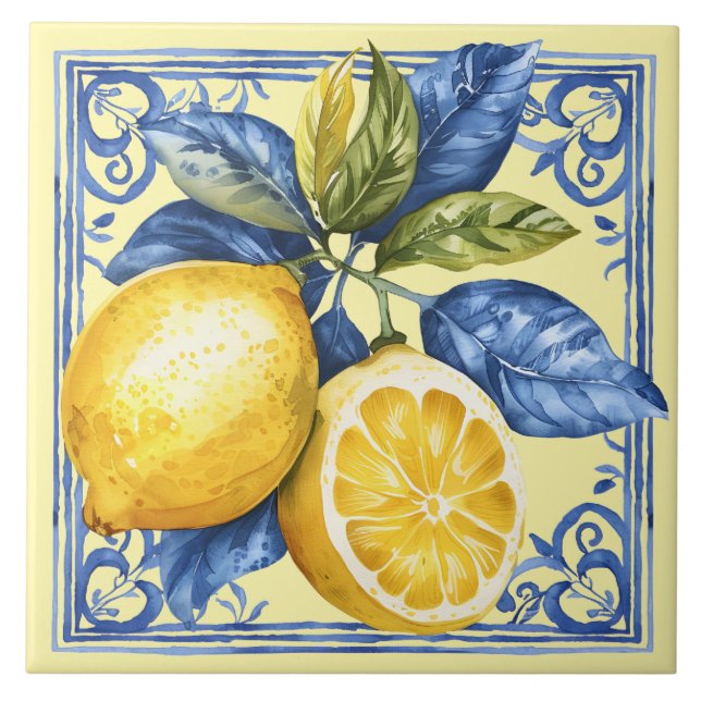 Portuguese Lemons and Blue Tile (Front)