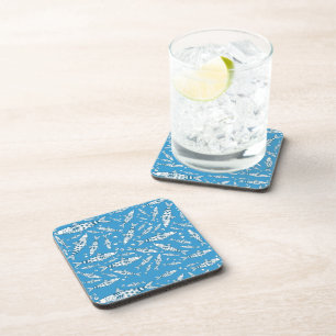 Portuguese Lisbon Sardines Pattern Azulejos Blue Coaster