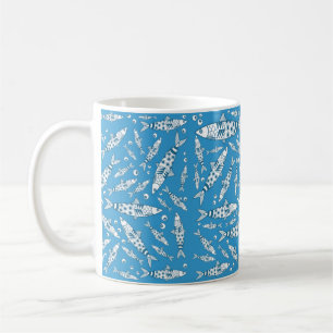 Portuguese Lisbon Sardines Pattern Azulejos Blue Coffee Mug