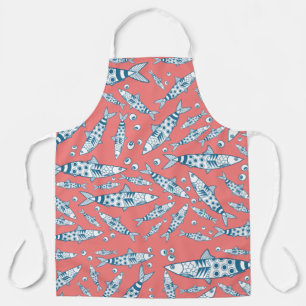 Portuguese Lisbon Sardines Pattern Azulejos Pink Apron