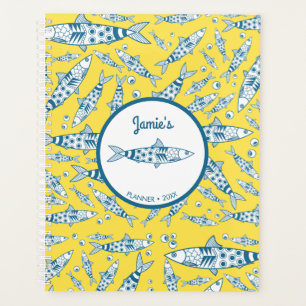 Portuguese Lisbon Sardines Pattern Azulejos Yellow Planner