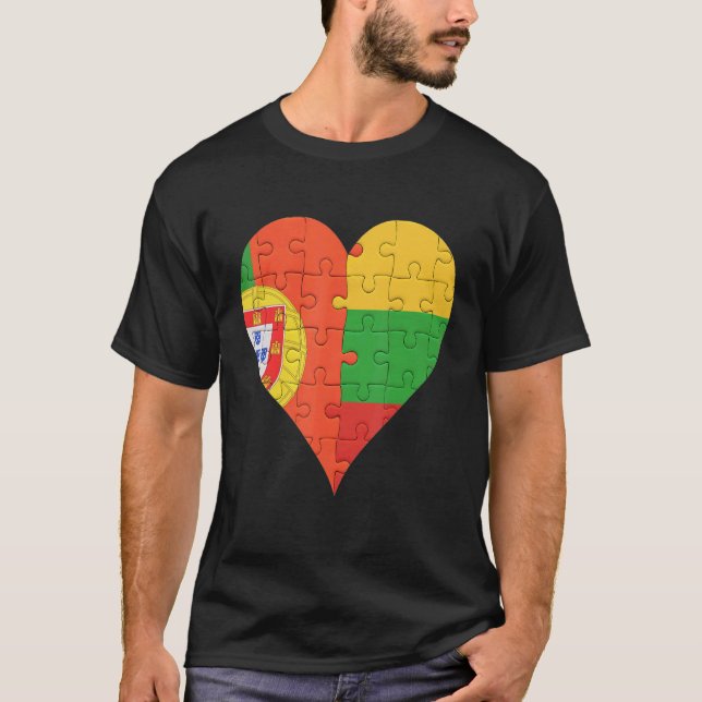 Portuguese Lithuanian Flag Heart T-Shirt (Front)
