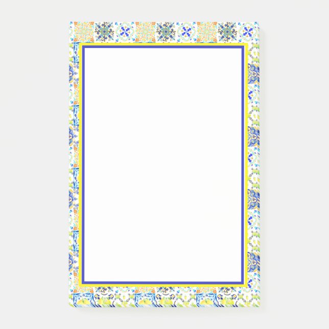 Portuguese Majolica Azulejo Mediterranean Lemon  Post-it Notes (Front)