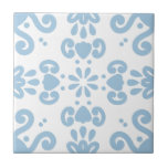 Portuguese Mediterranean Light Blue White 3 Tile<br><div class="desc">Stylish Azulejo Portuguese Mediterranean style pattern ceramic tile light blue on a white background. Perfect for a fresh seaside feel interior design or backsplash. Pattern version 3.</div>