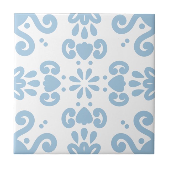 Portuguese Mediterranean Light Blue White 3 Tile (Front)