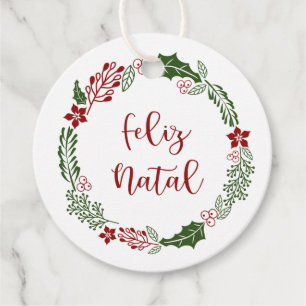 Portuguese Merry Christmas, Feliz Natal, Custom Favour Tags