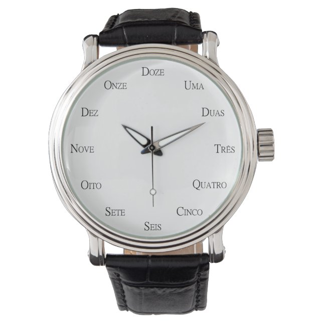 Portuguese Numbers Learning Customisable Language Watch (Front)