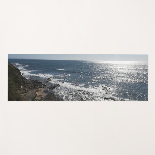 Portuguese Ocean Beach Waves Exercise  Yoga Mat (Front (Horizontal))