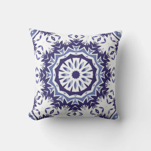 Portuguese ornamental azulejo ceramic. Minimal des Cushion