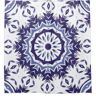 Portuguese ornamental azulejo ceramic. Minimal des Shower Curtain
