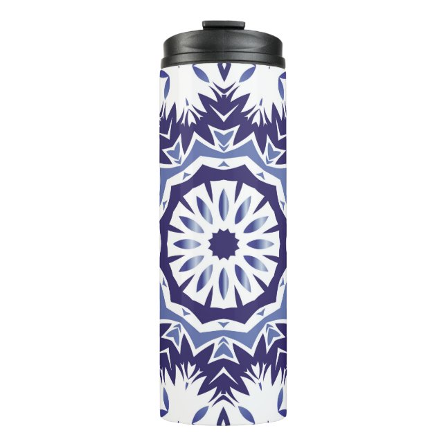 Portuguese ornamental azulejo ceramic. minimum thermal tumbler (Front)