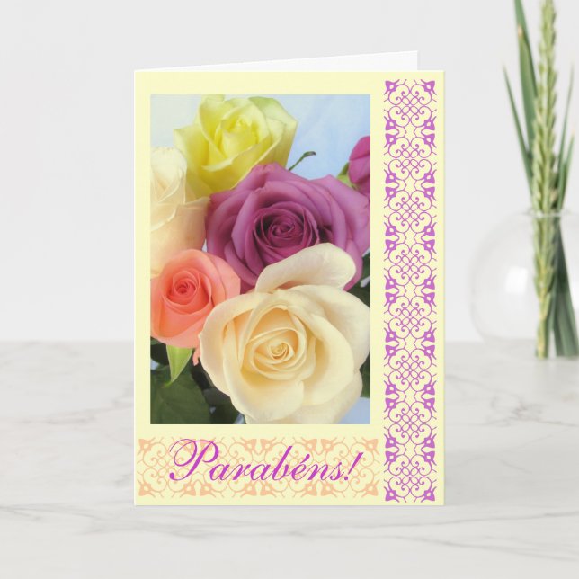 Portuguese: Parabens! Happy Birthday! Card (Front)