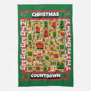 Portuguese Podengo Countdown Christmas Advent Dog Tea Towel