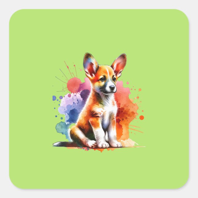 Portuguese Podengo Dog Square Sticker (Front)