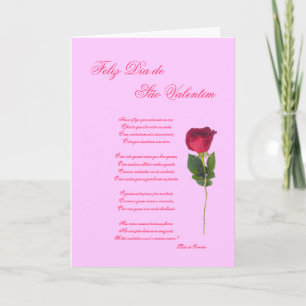 Portuguese: poema e rosa -Valentine's day Holiday Card