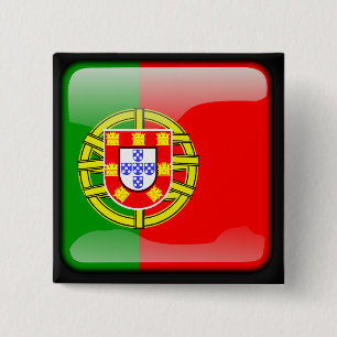 Portuguese polished flag 15 cm square badge