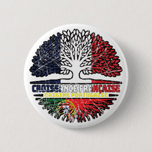 Portuguese Portugal French France Tree Roots Flag 6 Cm Round Badge