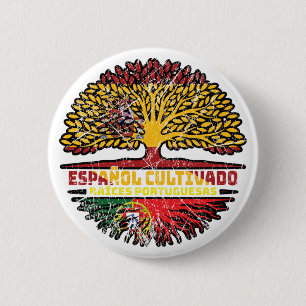 Portuguese Portugal Spain Spanish Tree Roots Flag 6 Cm Round Badge