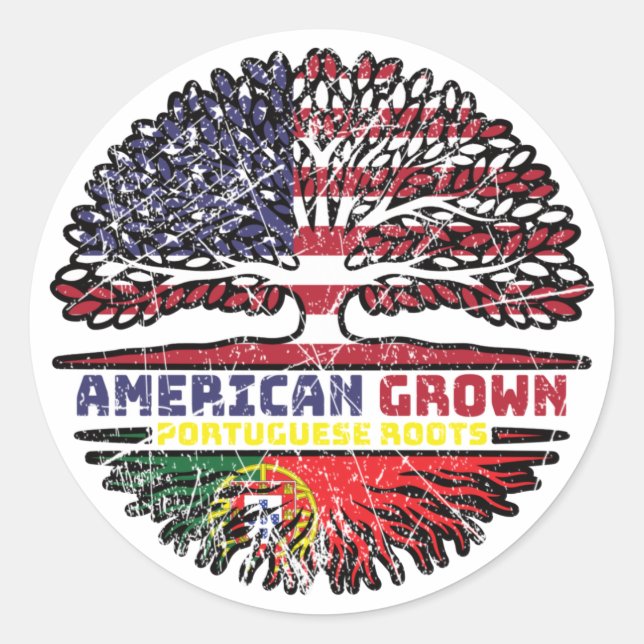 Portuguese Portugal US American USA United States Classic Round Sticker (Front)