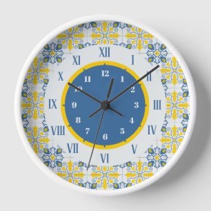Portuguese pretty tiles frame for family Christmas Clock