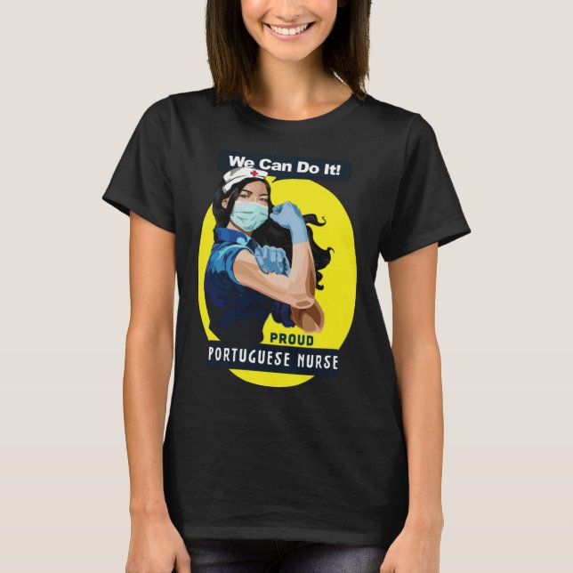 Portuguese Proud Frontline Worker Rosie Riveter Nu T-Shirt (Front)