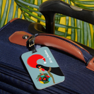 Portuguese Rooster and holly Christmas bauble Luggage Tag