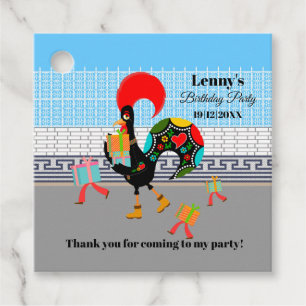Portuguese Rooster Birthday Party Parade Favour Tags