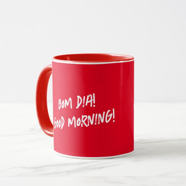 Portuguese Rooster Bom dia- Good morning quote Mug (Front Left)