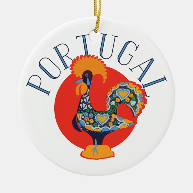 Portuguese Rooster Ceramic Tree Decoration (Front)