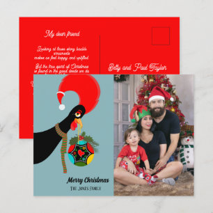 Portuguese Rooster Christmas Bauble Party  Postcard