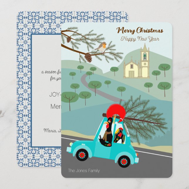  Portuguese Rooster Christmas festive ride Card (Front/Back)