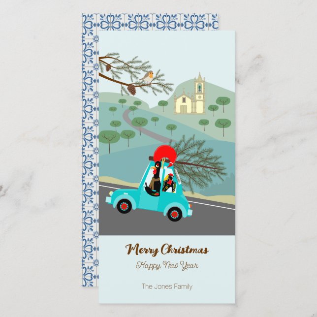  Portuguese Rooster Christmas festive ride Holiday Card (Front/Back)