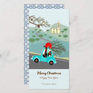  Portuguese Rooster Christmas festive ride Holiday Card