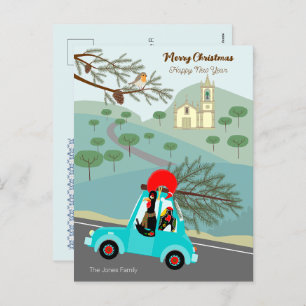 Portuguese Rooster Christmas festive ride Holiday Postcard