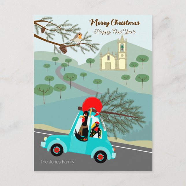 Portuguese Rooster Christmas festive ride Postcard (Front)