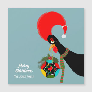 Portuguese Rooster  Christmas holly bauble card