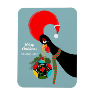 Portuguese Rooster  Christmas holly bauble Magnet