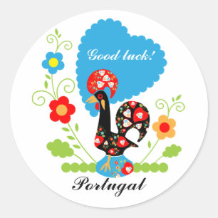 Portuguese Rooster Classic Round Sticker