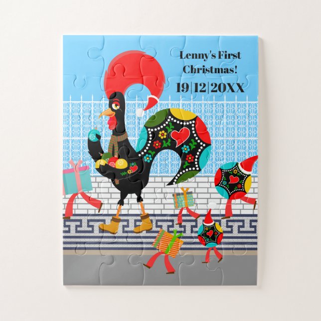 Portuguese Rooster Festive Christmas Parade Jigsaw Puzzle (Vertical)