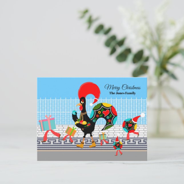 Portuguese Rooster Gifts and Baubles Parade Postcard (Standing Front)